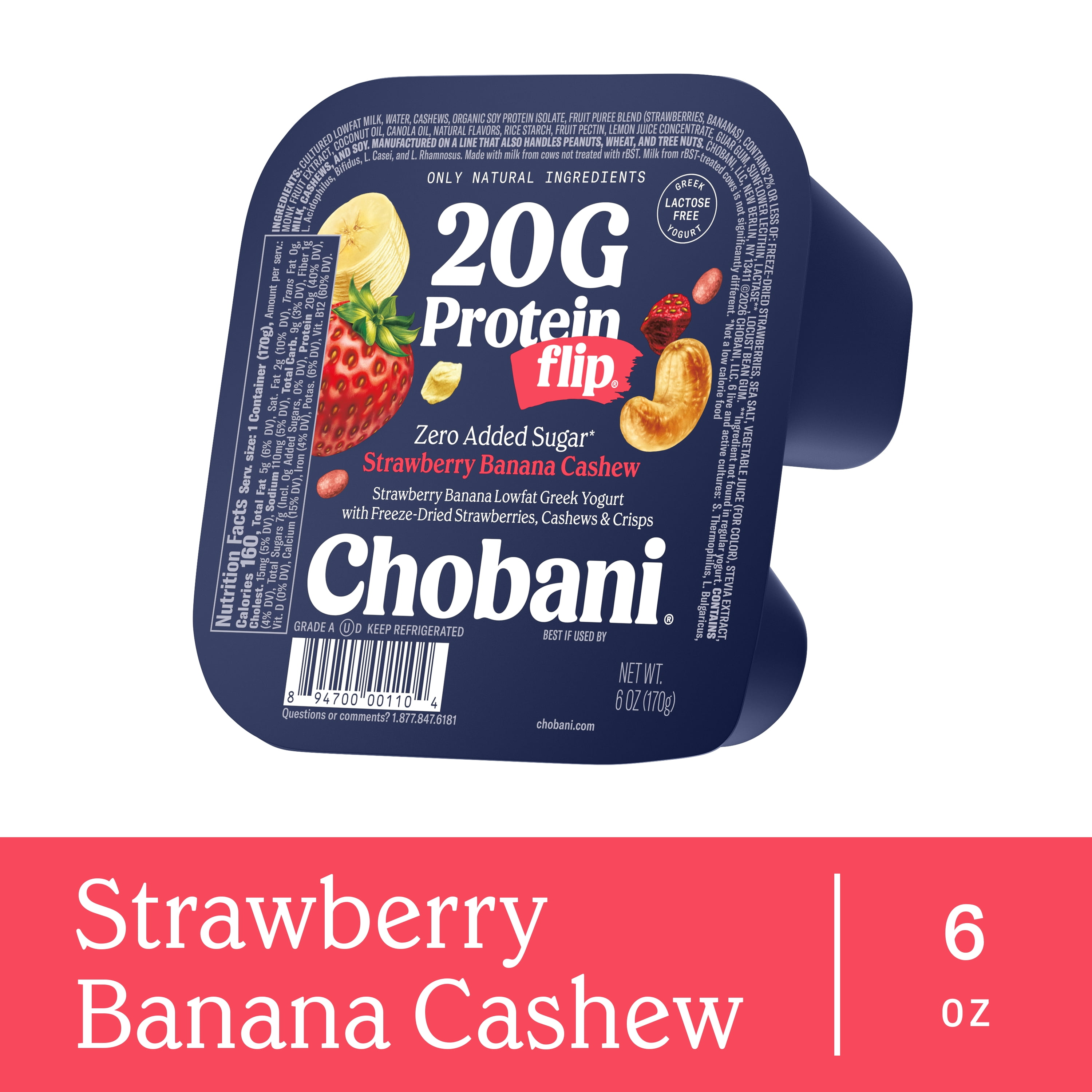 Chobani Flip 20G Protein Low-Fat Greek Yogurt Strawberry Banana 6oz