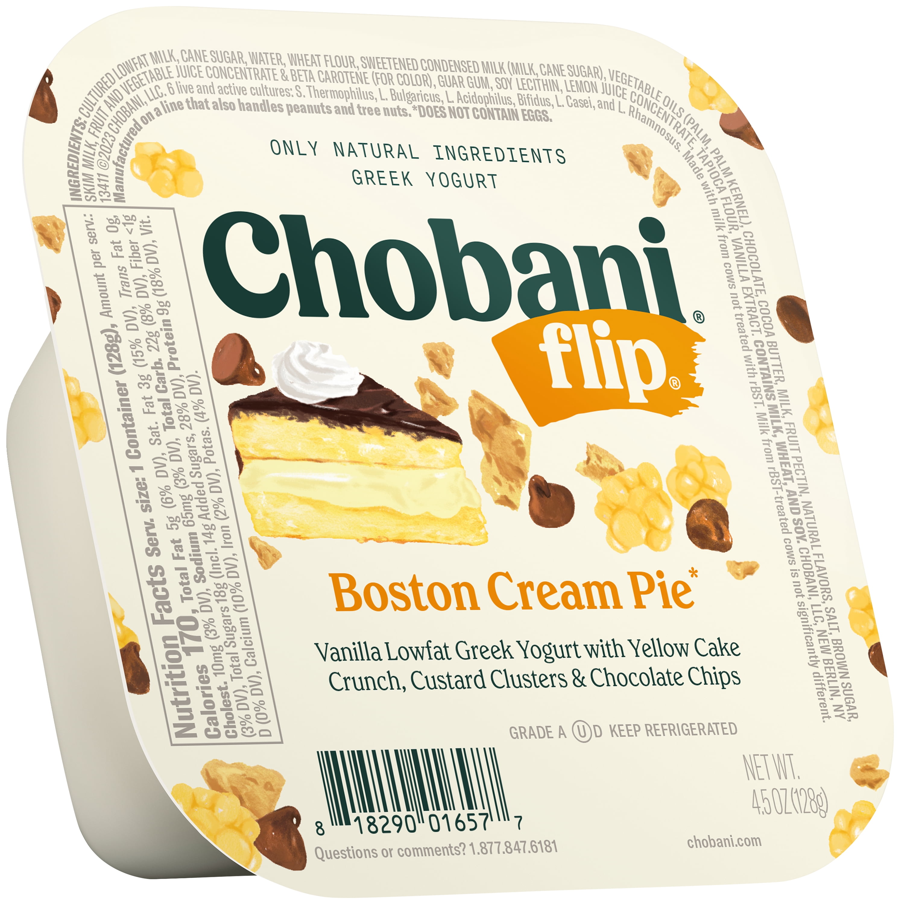 Chobani Flip Low-Fat Greek Yogurt Boston Cream Pie 4.5 oz Cup
