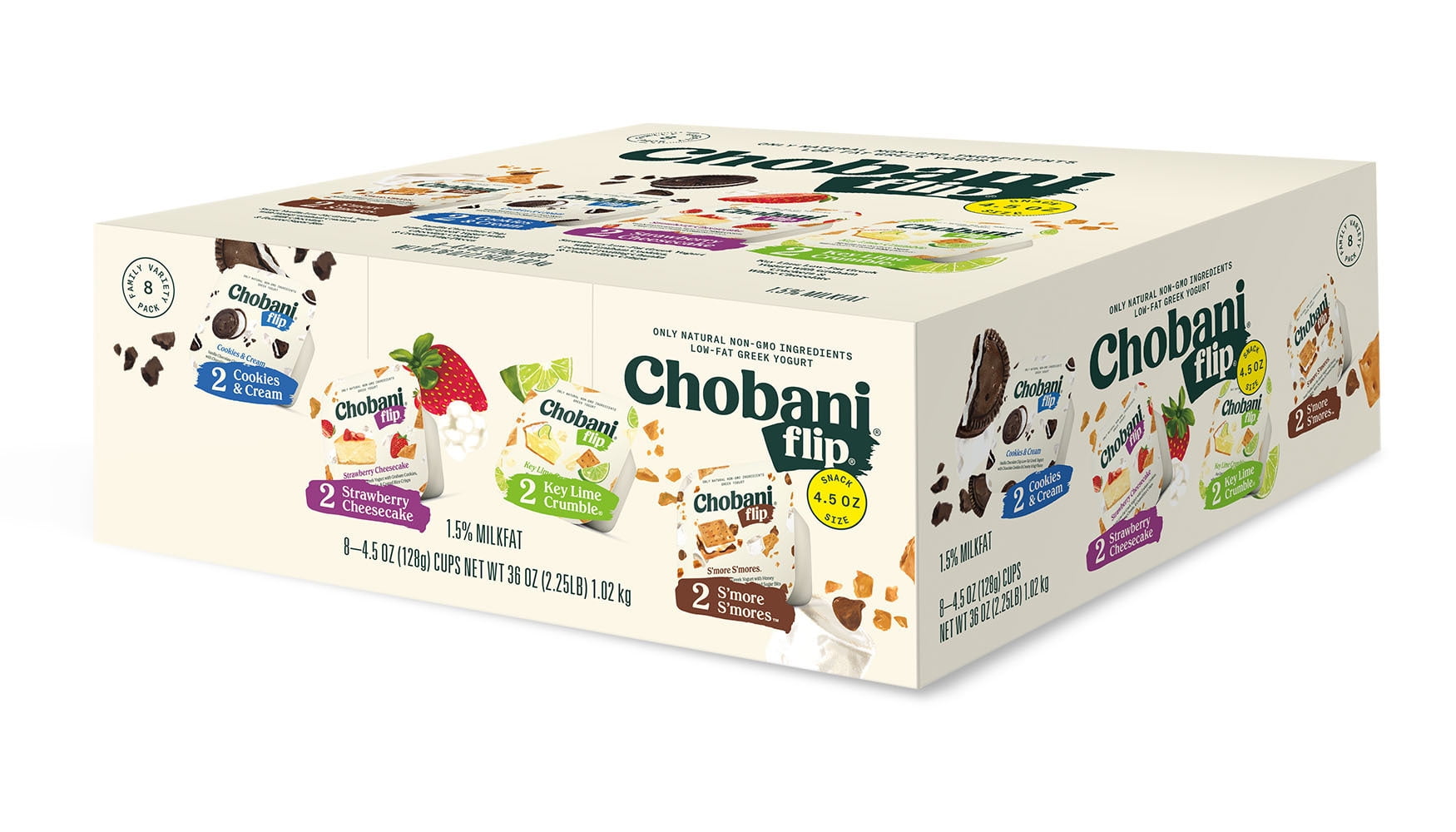 Chobani Flip Greek Yogurt Family Pack, 8Pack 4.5 oz Plastic Cup