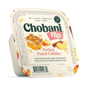 Chobani Flip Low-Fat Greek Yogurt, Perfect Peach Cobbler 4.5 oz Cup