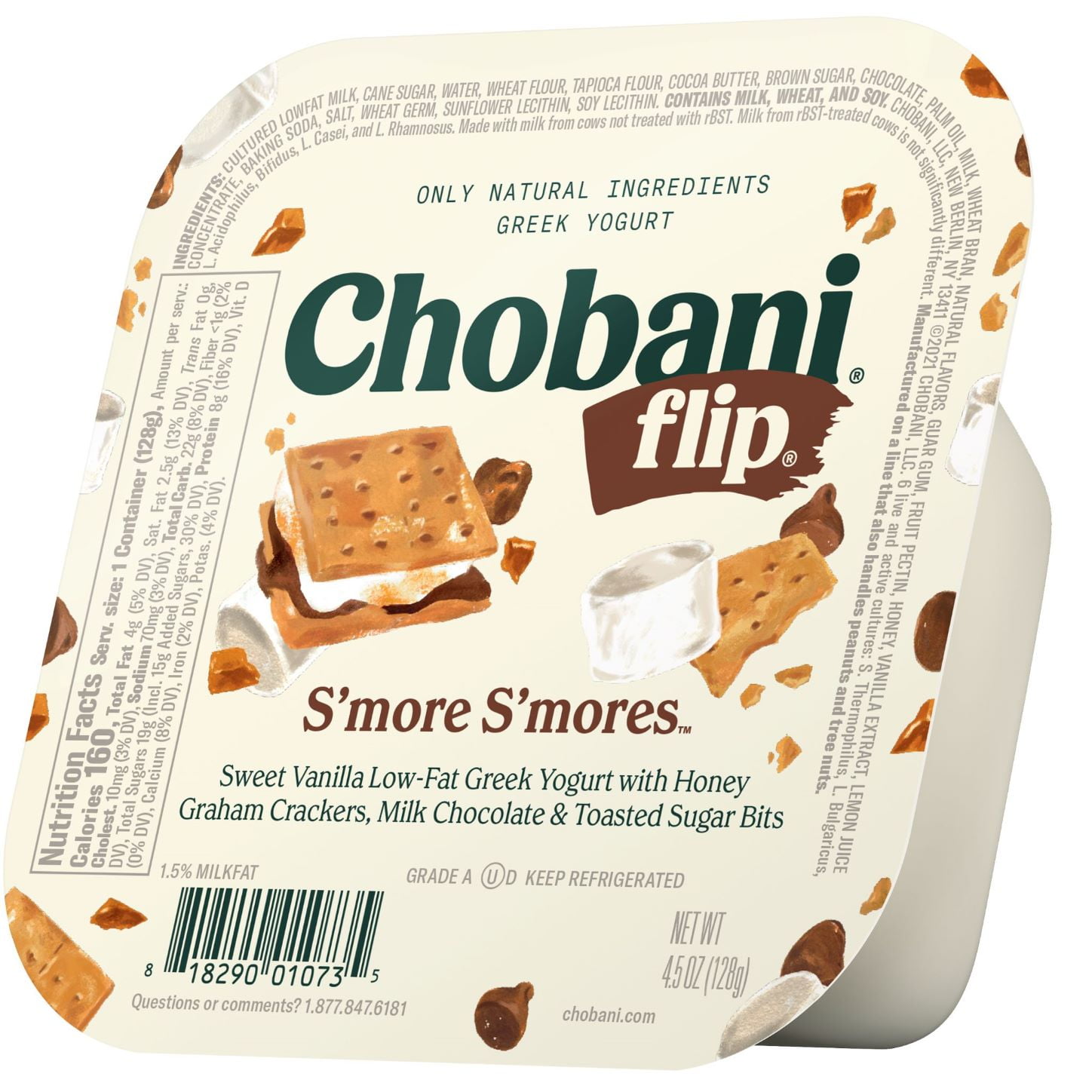 Chobani Flip Low-Fat Greek Yogurt, S'more S'mores 4.5 oz Plastic ...