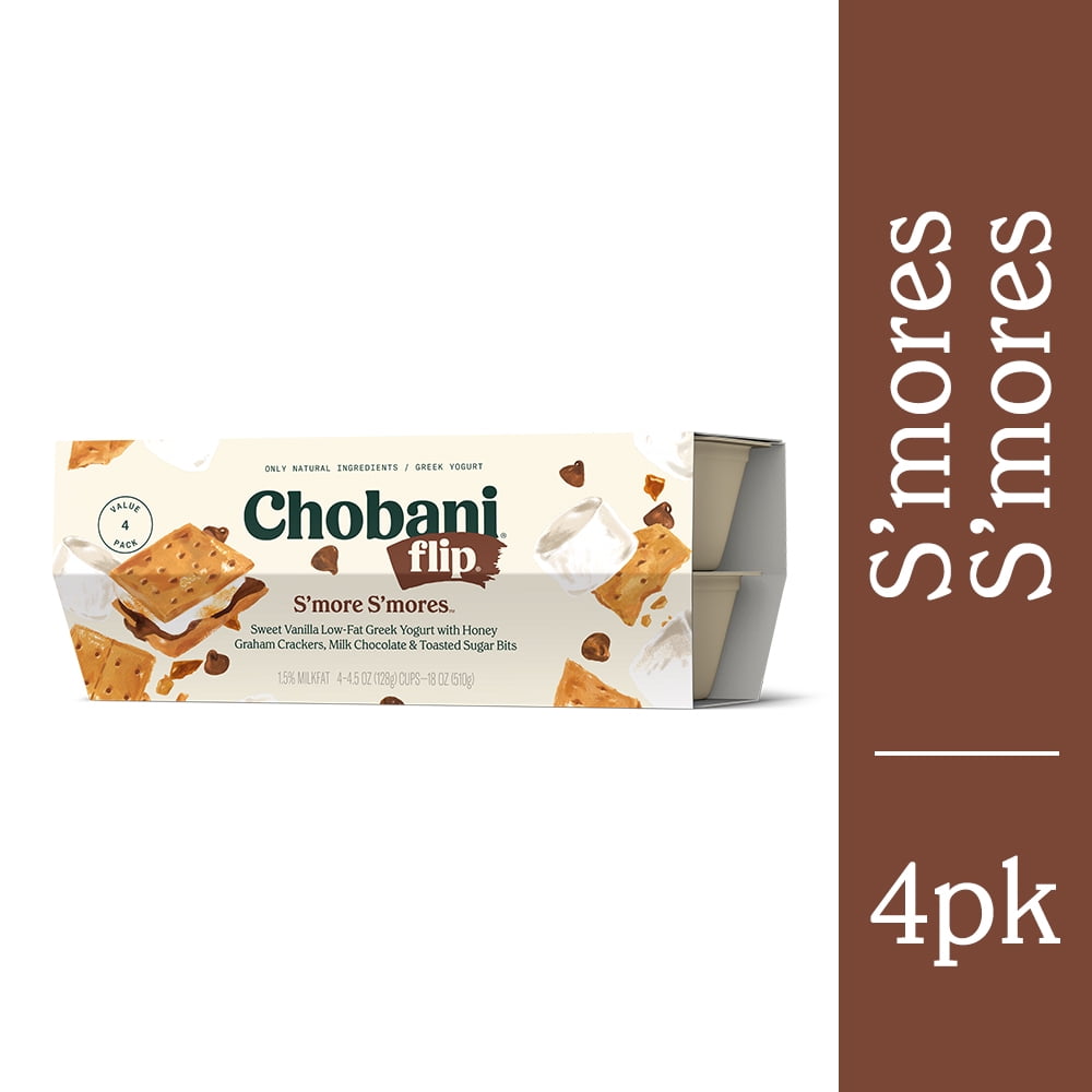 Chobani Flip Low Fat Greek Yogurt S more S mores 5 3 Oz 4 Count chobani-flip-low-fat-greek-yogurt-s-more-s-mores-5-3-oz-4-count