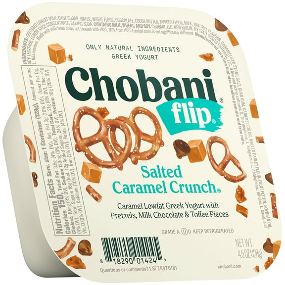 Chobani Flip Low-Fat Greek Yogurt, Salted Caramel Crunch 4.5 oz, Cup