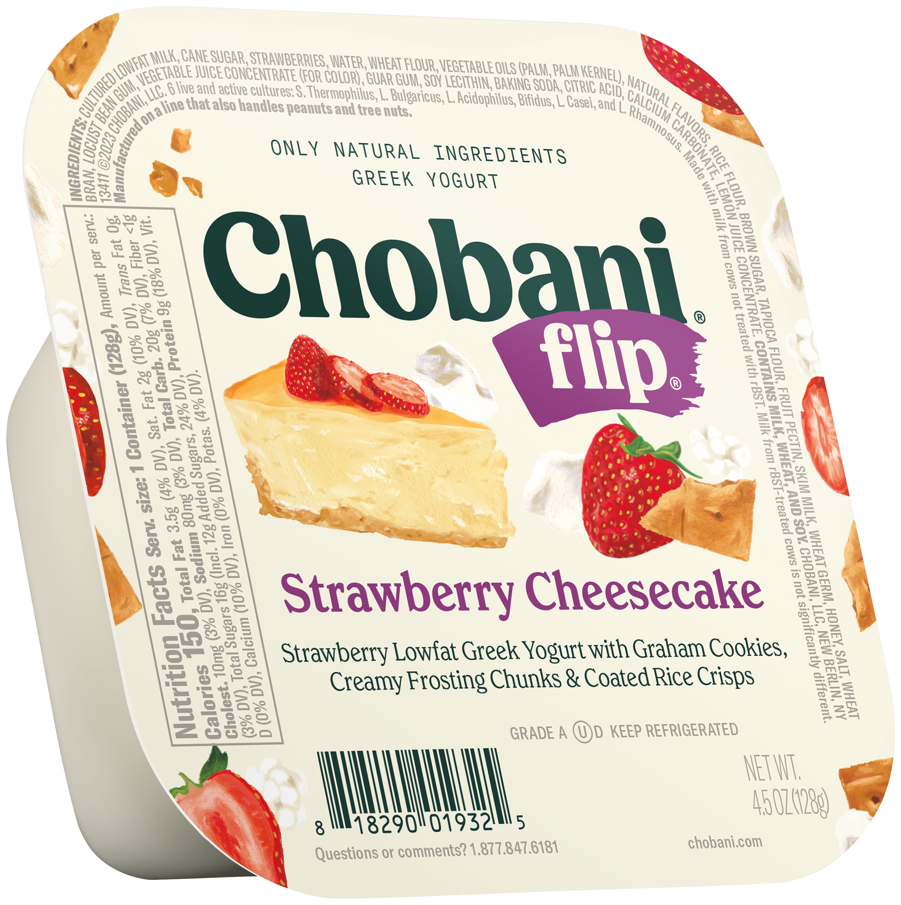 Chobani Flip Low-Fat Greek Yogurt Strawberry Cheesecake 4.5 oz Cup
