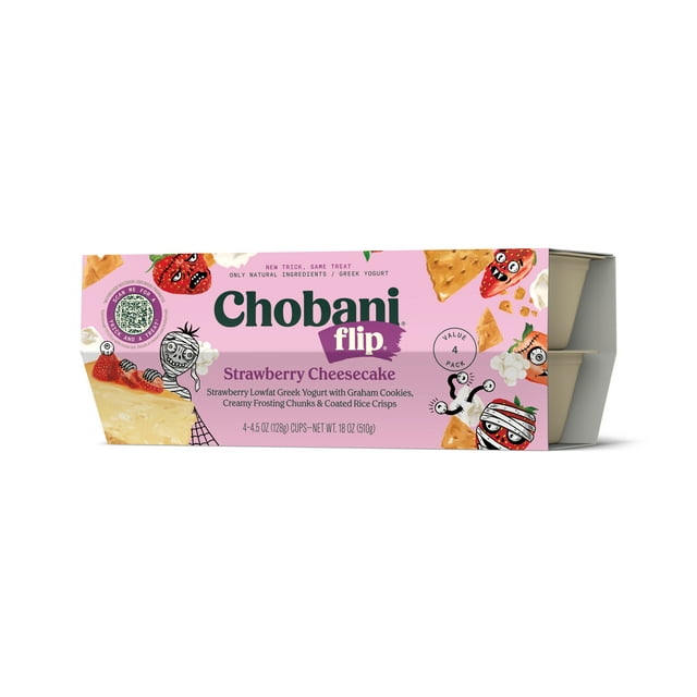 Chobani® Flip® LowFat Greek Yogurt, Strawberry Cheesecake 4.5oz 4pack