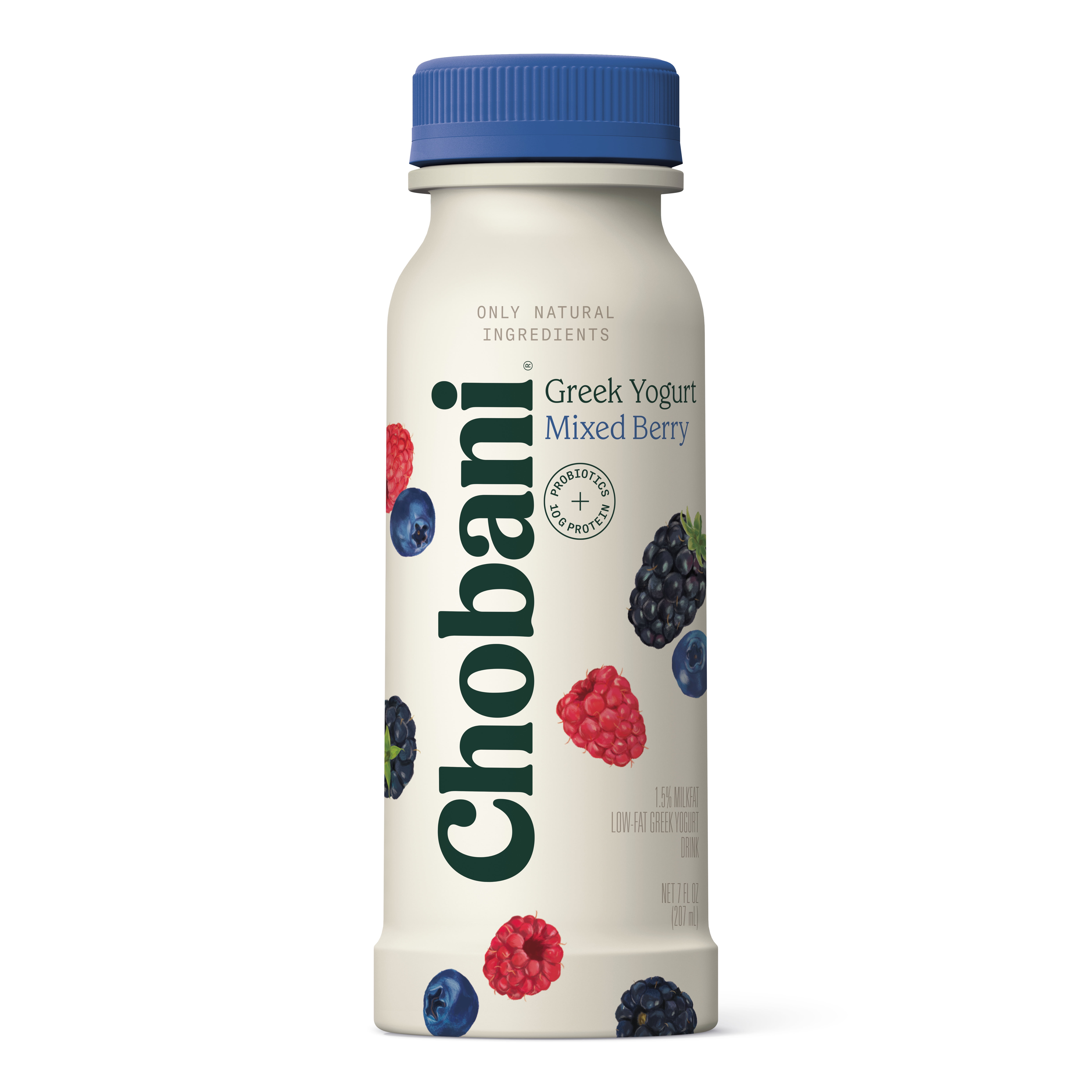 Chobani Greek Yogurt Drink Lowfat, Mixed Berry, 7 oz Plastic