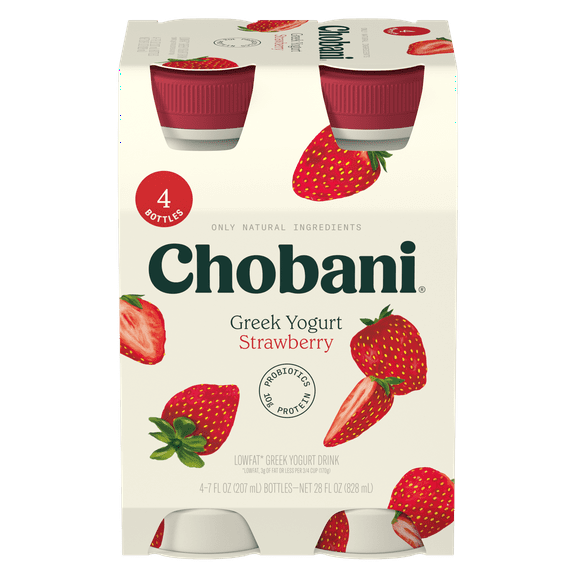 Chobani Lowfat Greek Yogurt Drink Strawberry 7 fl oz 4 Pack