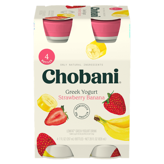 Chobani Low-Fat Greek Yogurt Strawberry Banana 7 fl oz 4 Pack