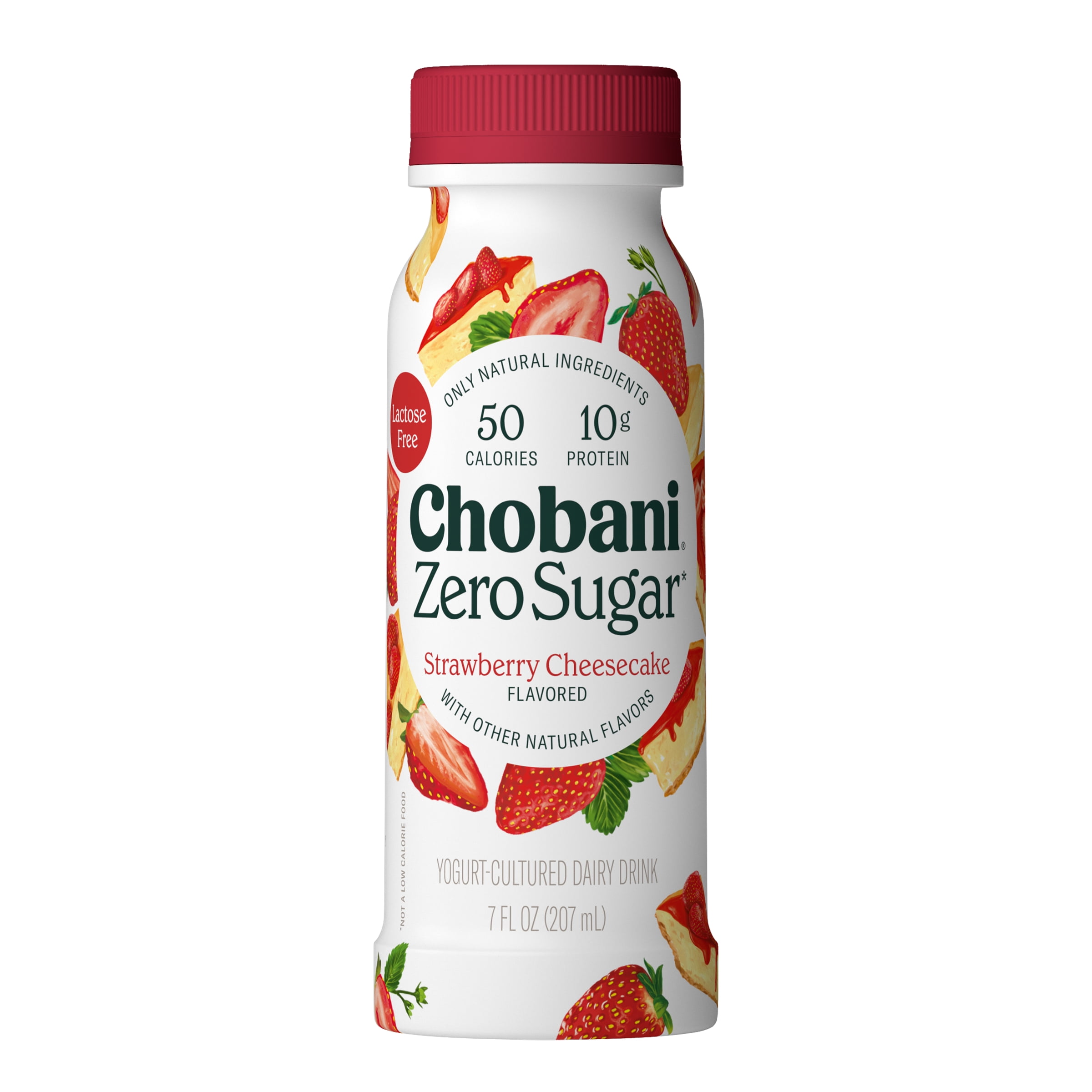 Chobani Zero Sugar Yogurt-Cultured Dairy Drink Strawberry Cheesecake 7 fl oz Bottle