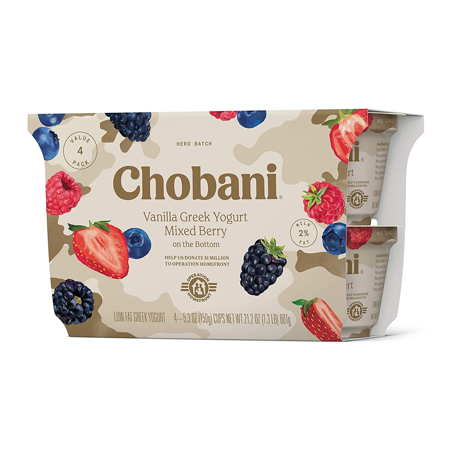 Chobani Mixed Berry On Bottom Vanilla Low-Fat Greek Yogurt 4- 5.3