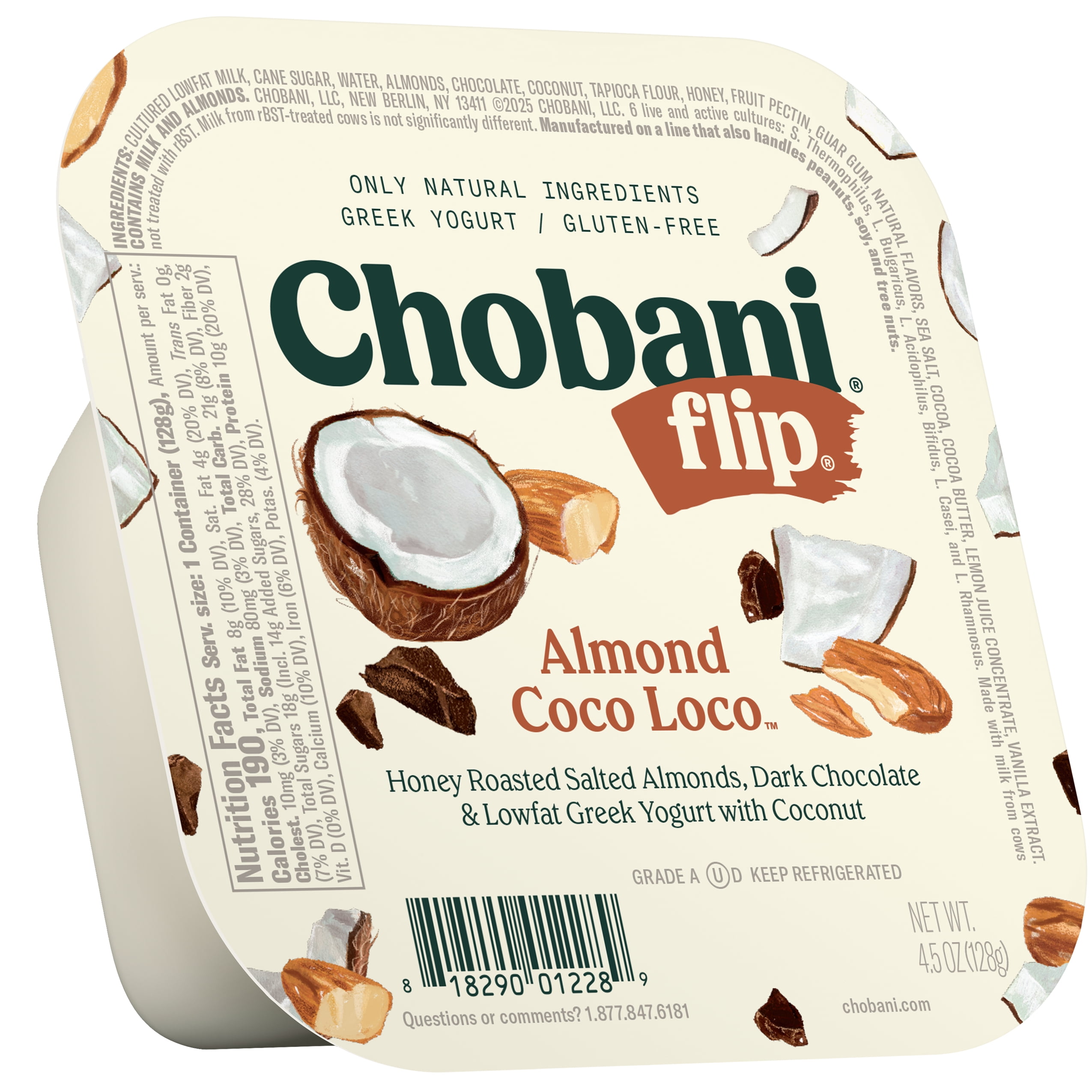 COCO Chobani Flip Low-Fat Greek Yogurt Almond Coco Loco 4.5 oz Cup