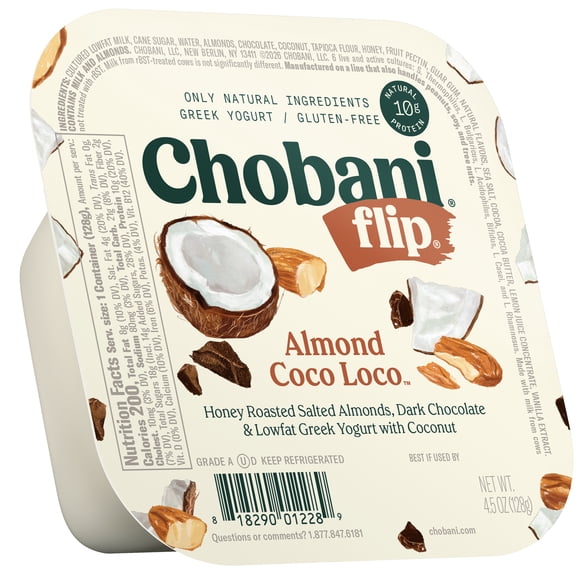 Chobani Flip Low-Fat Greek Yogurt Almond Coco Loco 4.5 oz Cup