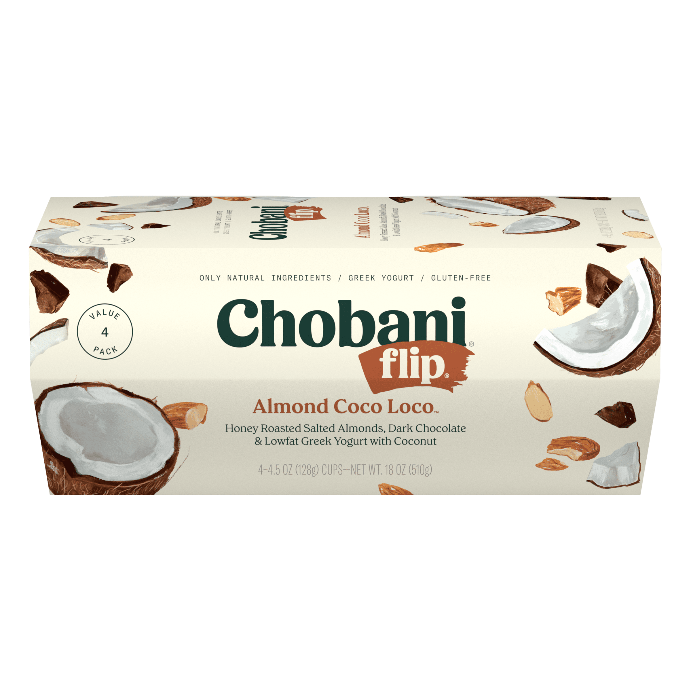 Chobani Flip Low-Fat Greek Yogurt Almond Coco Loco 4.5 oz 4PK