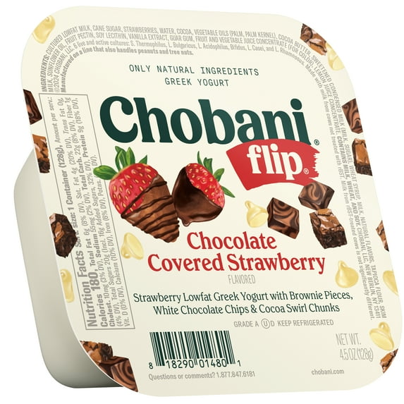 Chobani Flip Low-Fat Greek Yogurt Chocolate Covered Strawberry 4.5 oz Cup