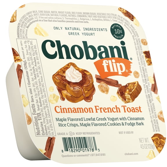 Chobani Flip Low-Fat Greek Yogurt Cinnamon French Toast 4.5 oz Cup