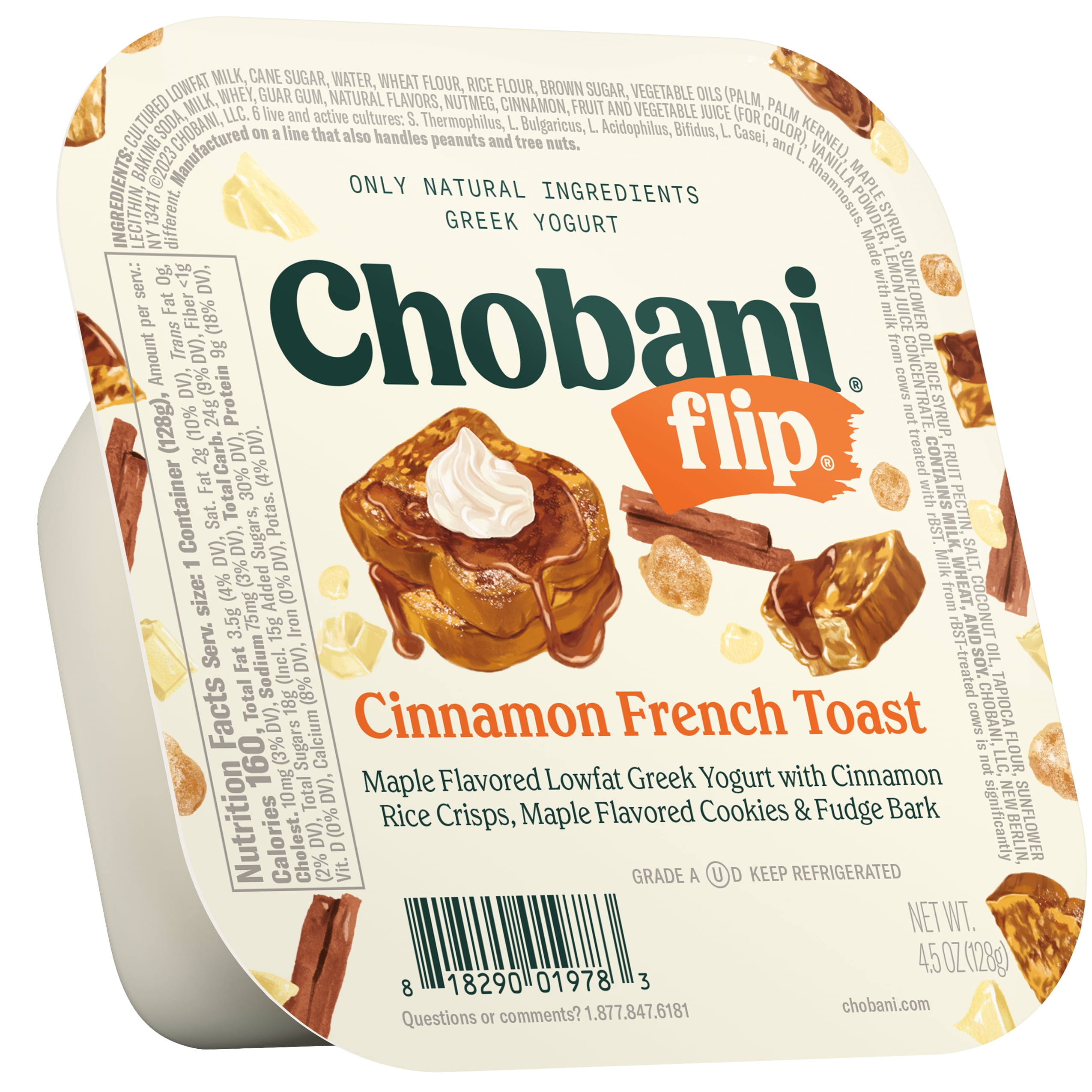 Chobani Flip Low-Fat Greek Yogurt Cinnamon French Toast 4.5 oz Cup