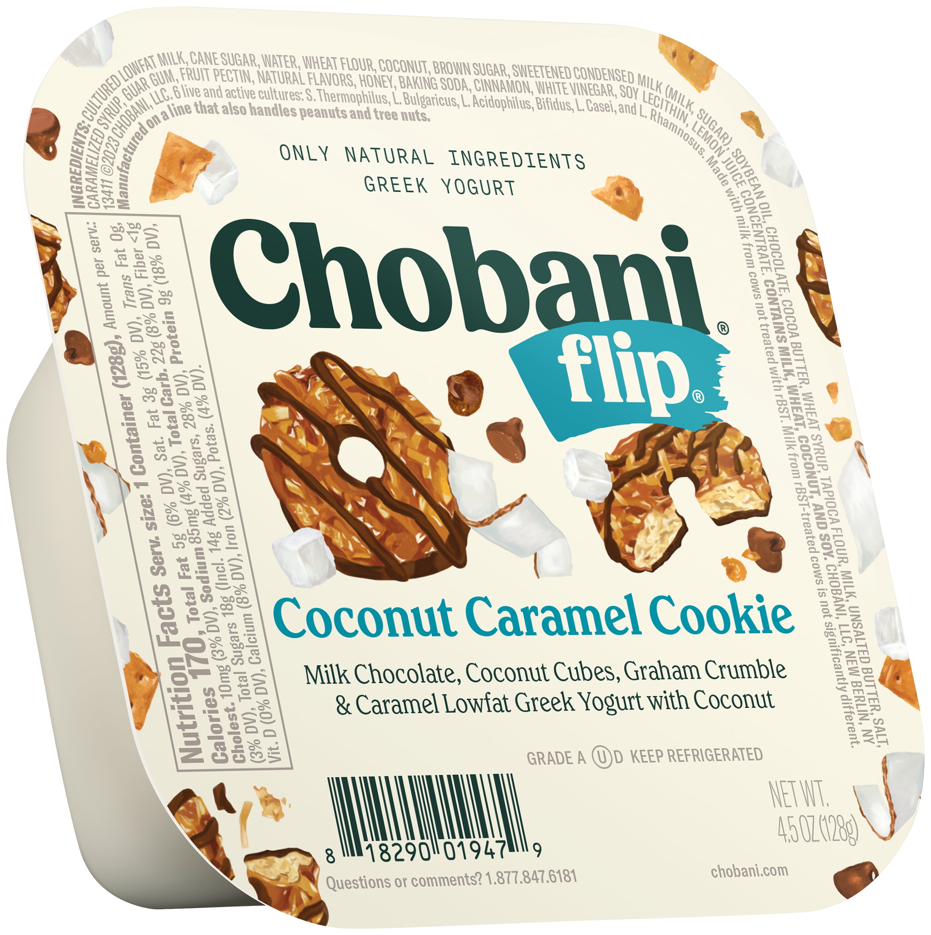 Chobani Flip Low-Fat Greek Yogurt Coconut Caramel Cookie 4.5 oz Cup