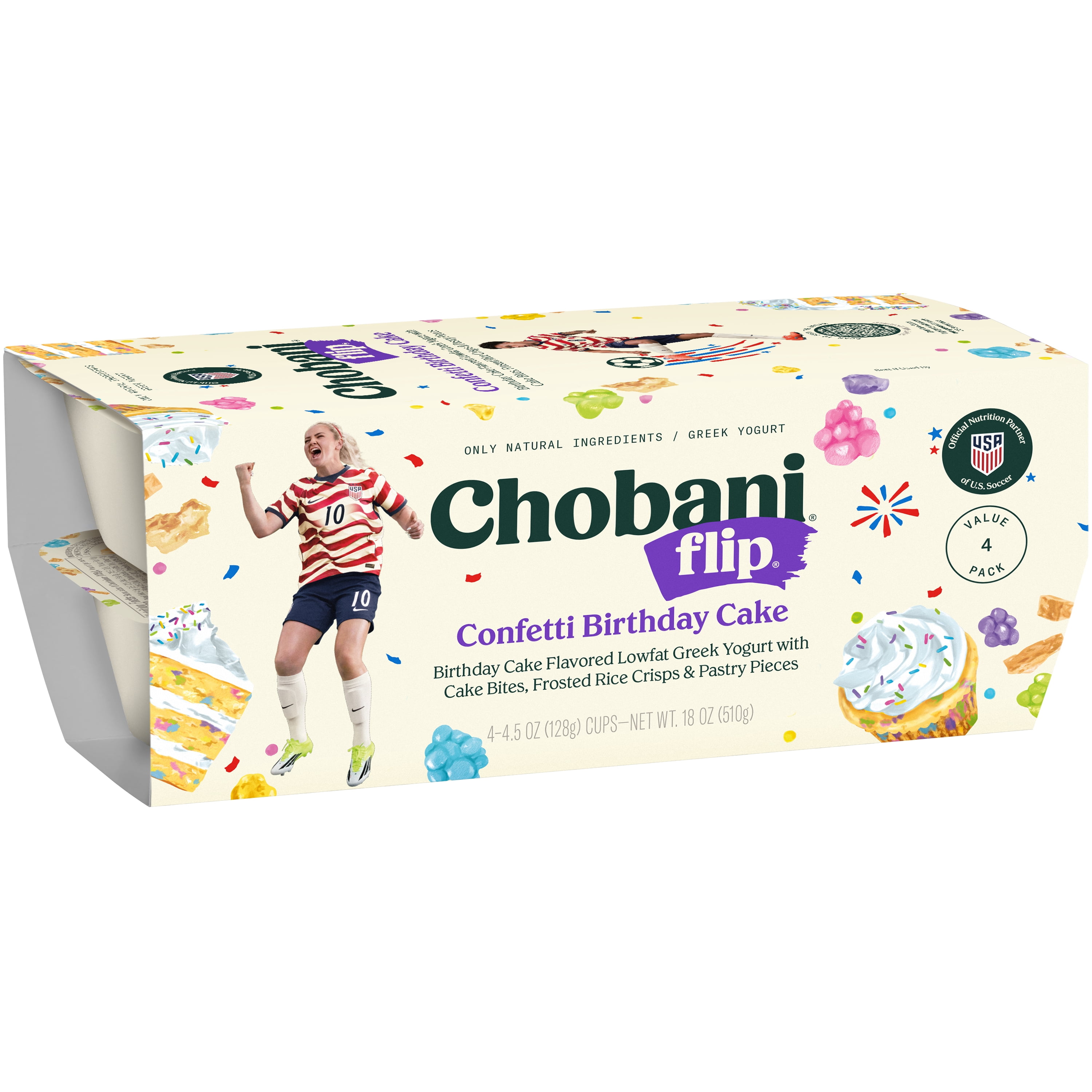 Chobani Flip Low-Fat Greek Yogurt Confetti Birthday Cake 4.5 oz 4PK