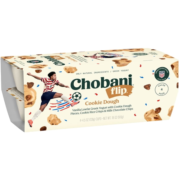 Chobani Flip Low-Fat Greek Yogurt Cookie Dough 4.5 oz 4 Pack