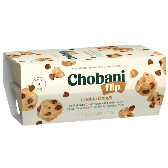 Chobani Flip Low-Fat Greek Yogurt Cookie Dough 4.5 oz 4 Pack