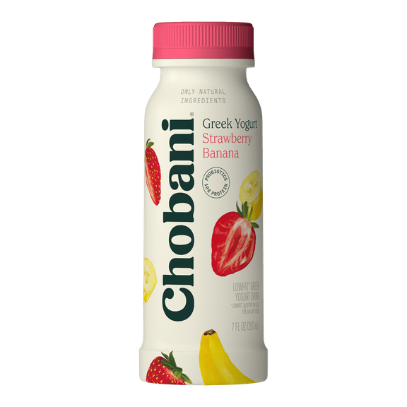 Chobani Low-Fat Greek Yogurt Drink Strawberry Banana 7 fl oz Bottle