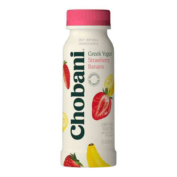 Chobani Low-Fat Greek Yogurt Drink Strawberry Banana 7 fl oz Bottle