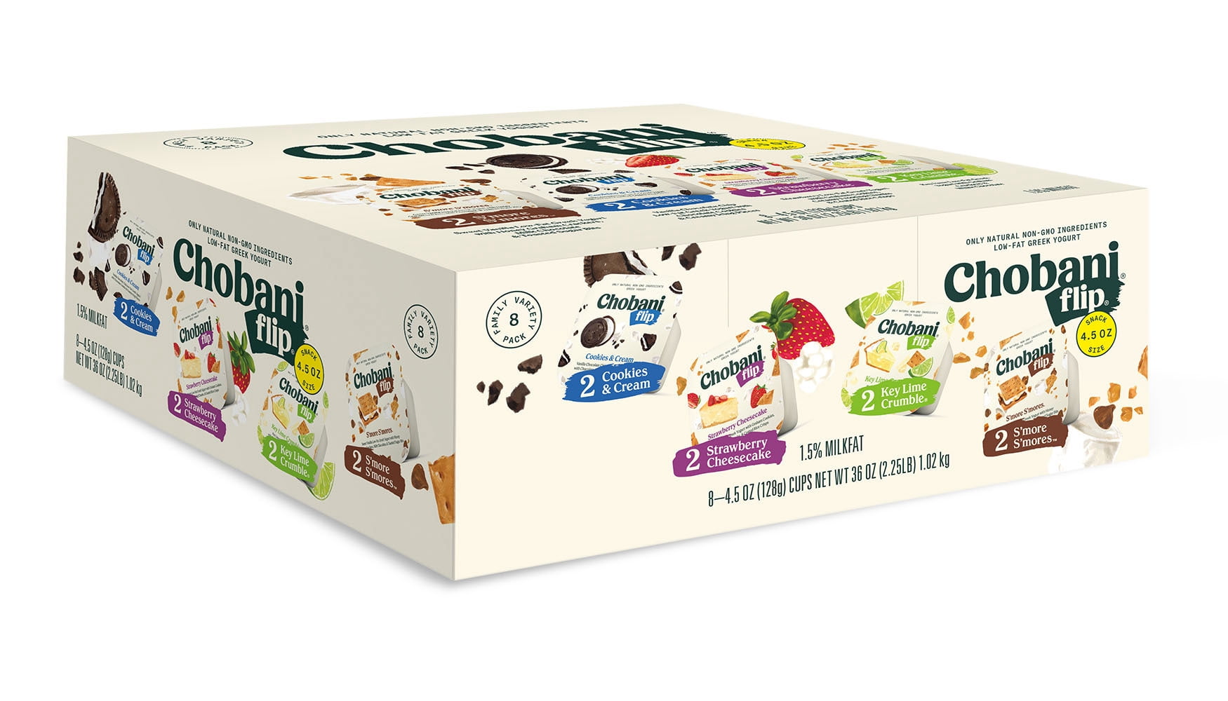 Chobani Flip Greek Yogurt Family Pack, 8-Pack 4.5 oz Plastic Cup