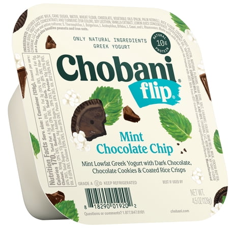 Chobani Flip Low-Fat Greek Yogurt Mint Chocolate Chip 4.5 oz Cup