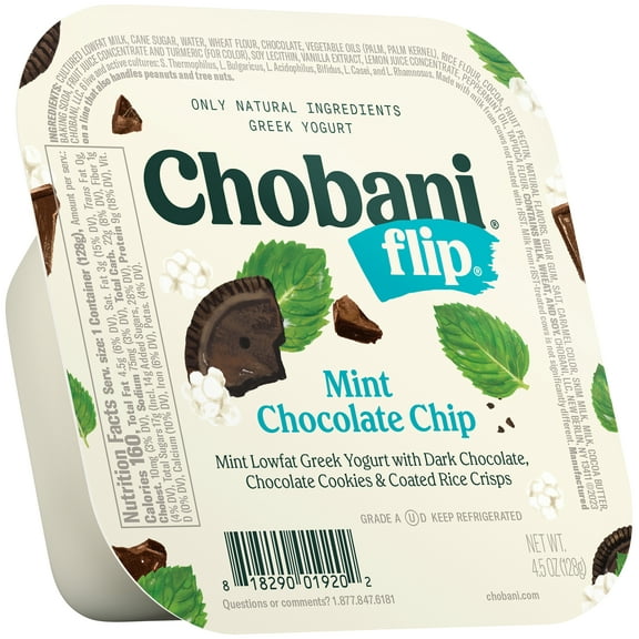 Chobani Flip Low-Fat Greek Yogurt Mint Chocolate Chip 4.5 oz Cup