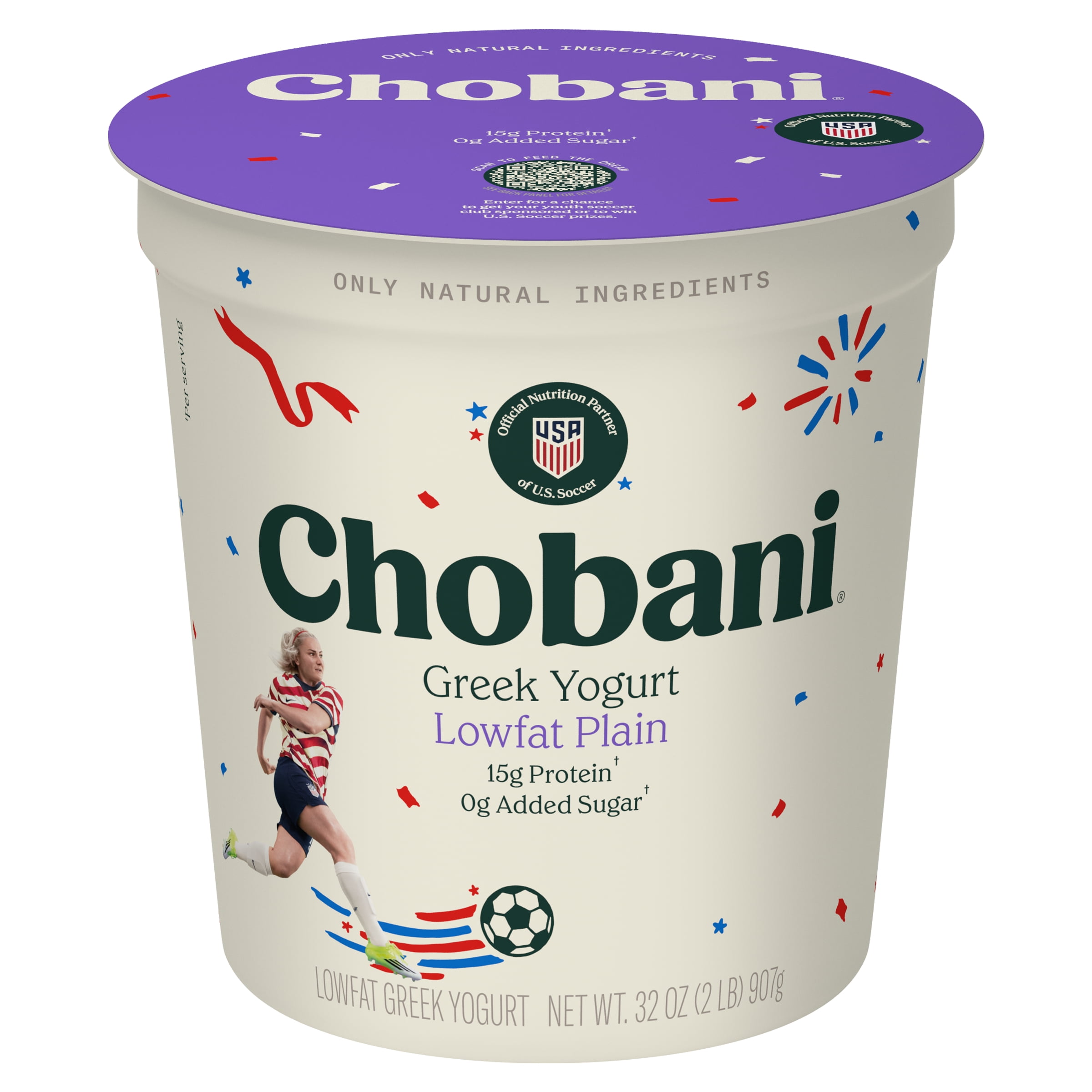 Chobani Low-Fat Greek Yogurt Plain 32 oz Tub