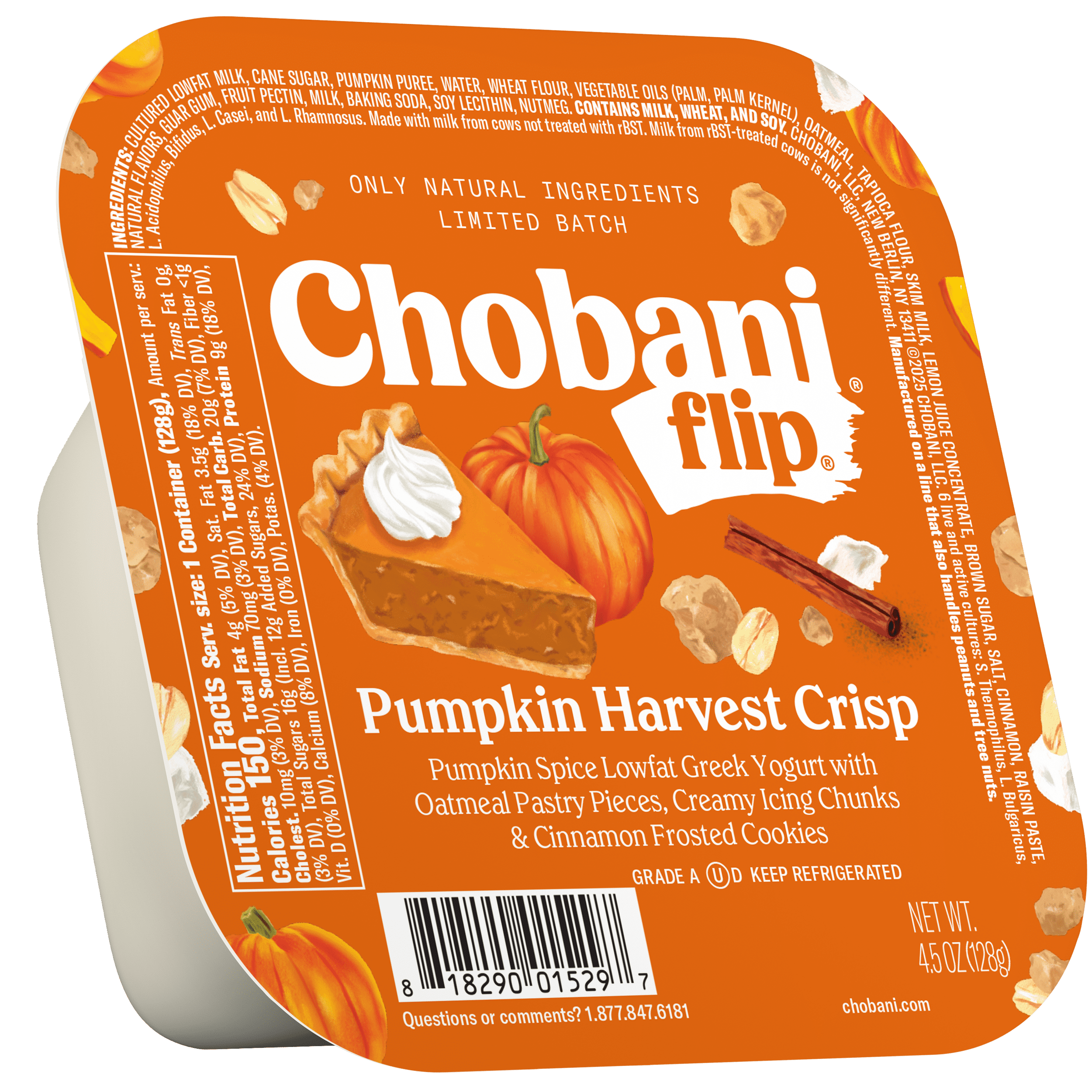 Chobani Flip Greek Yogurt Limited Batch Pumpkin Harvest Crisp 4.5 oz Cup