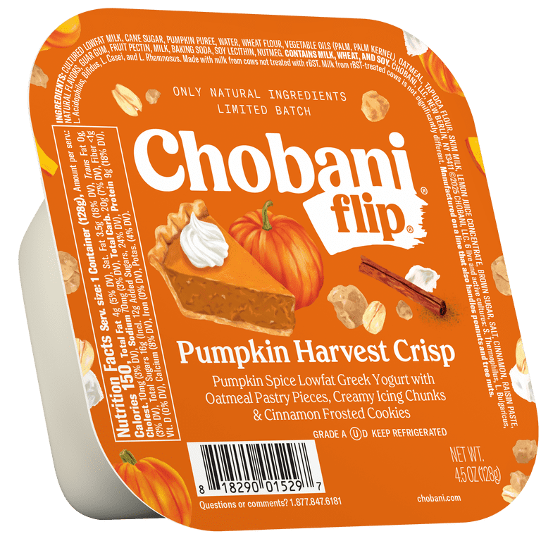 Chobani Flip Greek Yogurt Limited Batch Pumpkin Harvest Crisp 4.5