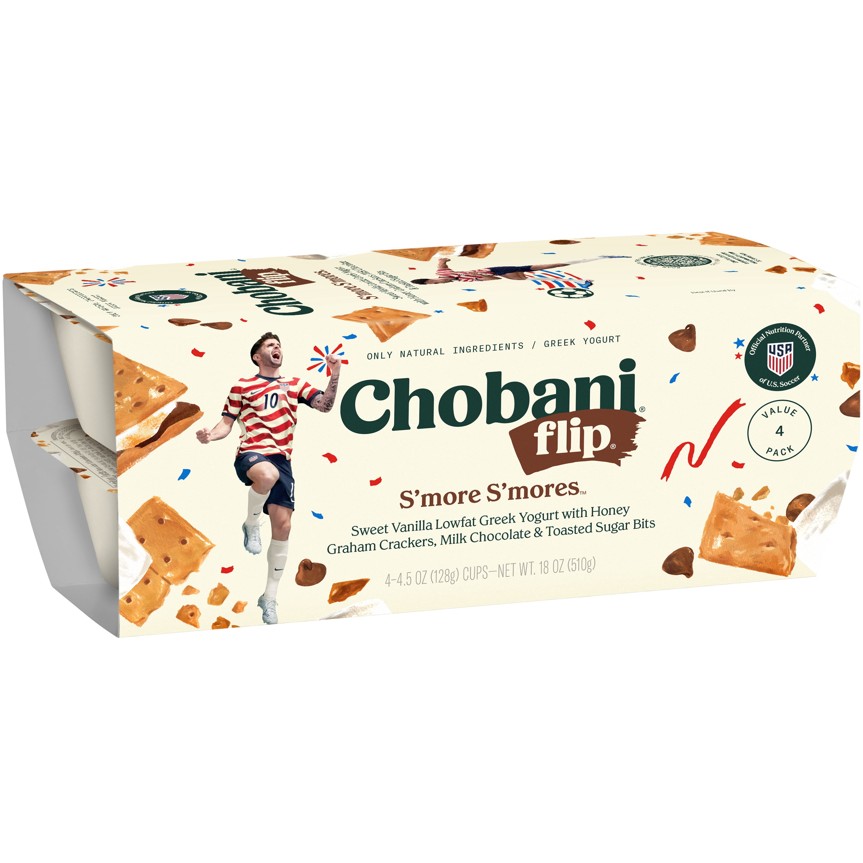 Chobani Flip Low-Fat Greek Yogurt S'more S'mores 4.5 oz 4 Pack