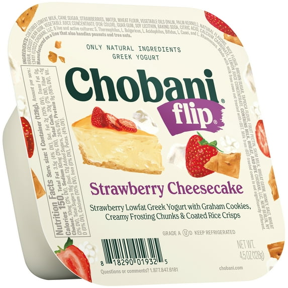 Chobani Flip Low-Fat Greek Yogurt Strawberry Cheesecake 4.5 oz Cup