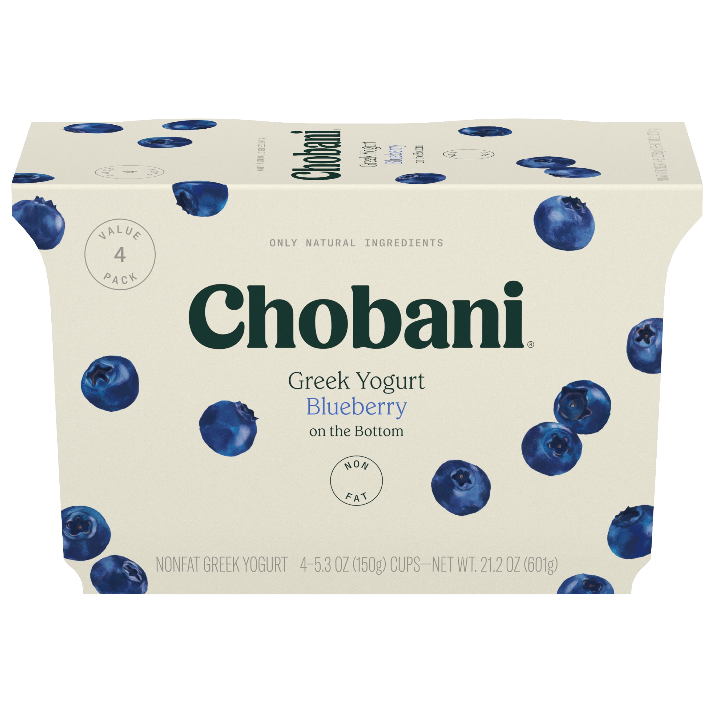 Chobani Non-Fat Greek Yogurt, Blueberry 4PK Cup - Walmart Business Supplies