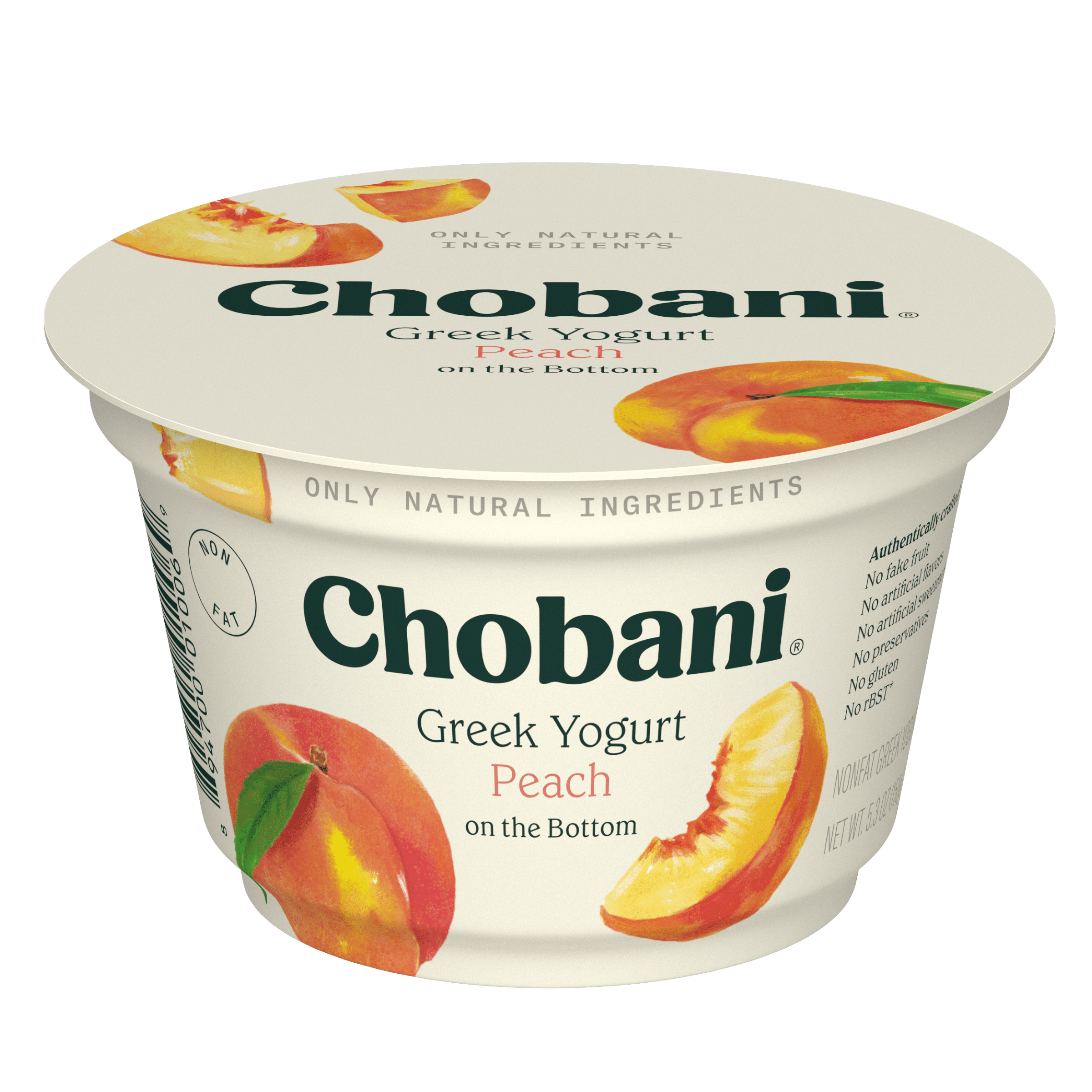Chobani Non-Fat Greek Yogurt Peach On The Bottom 5.3 oz Cup