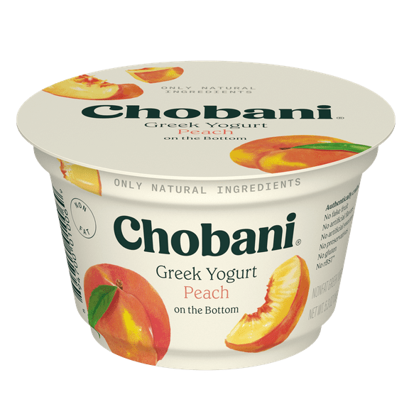 Chobani Non-Fat Greek Yogurt Peach on The Bottom 5.3 oz Cup