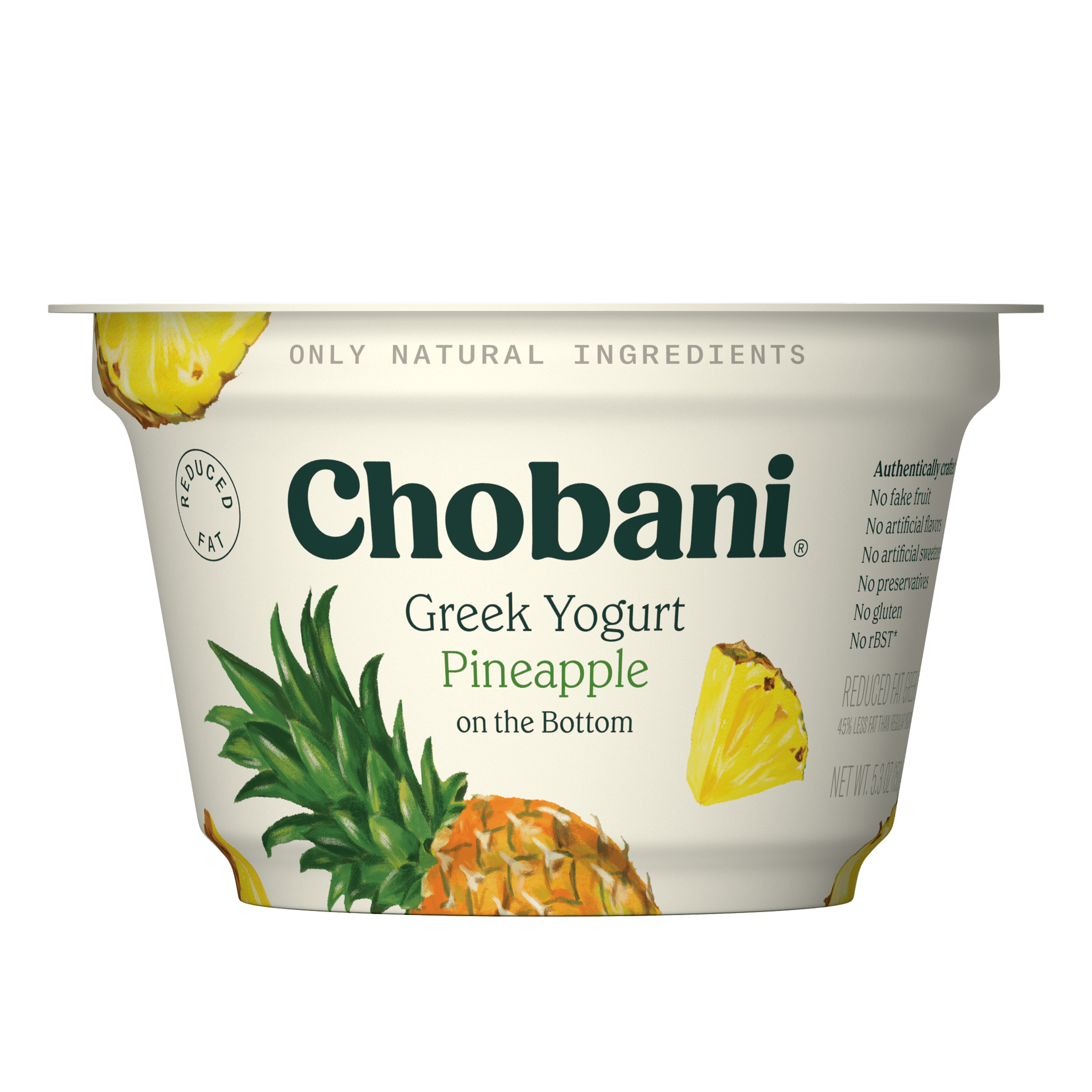 Chobani Low-Fat Greek Yogurt Pineapple on The Bottom 5.3 oz Cup