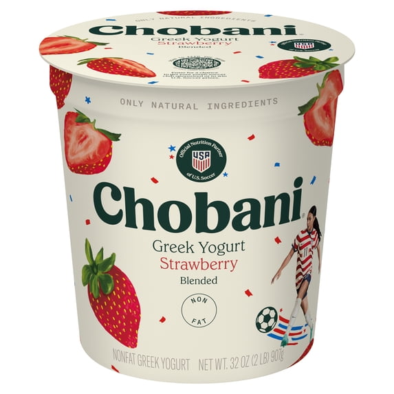 Chobani Non-Fat Greek Yogurt Strawberry Blended 32 oz Tub