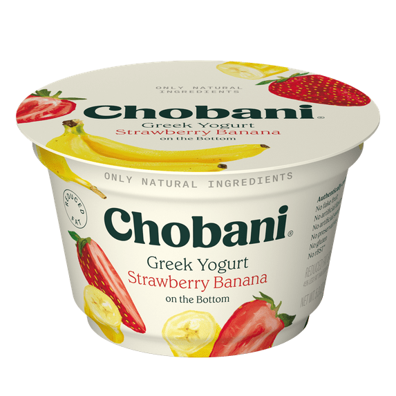 Chobani Low-Fat Greek Yogurt Strawberry Banana on The Bottom 5.3 oz Cup