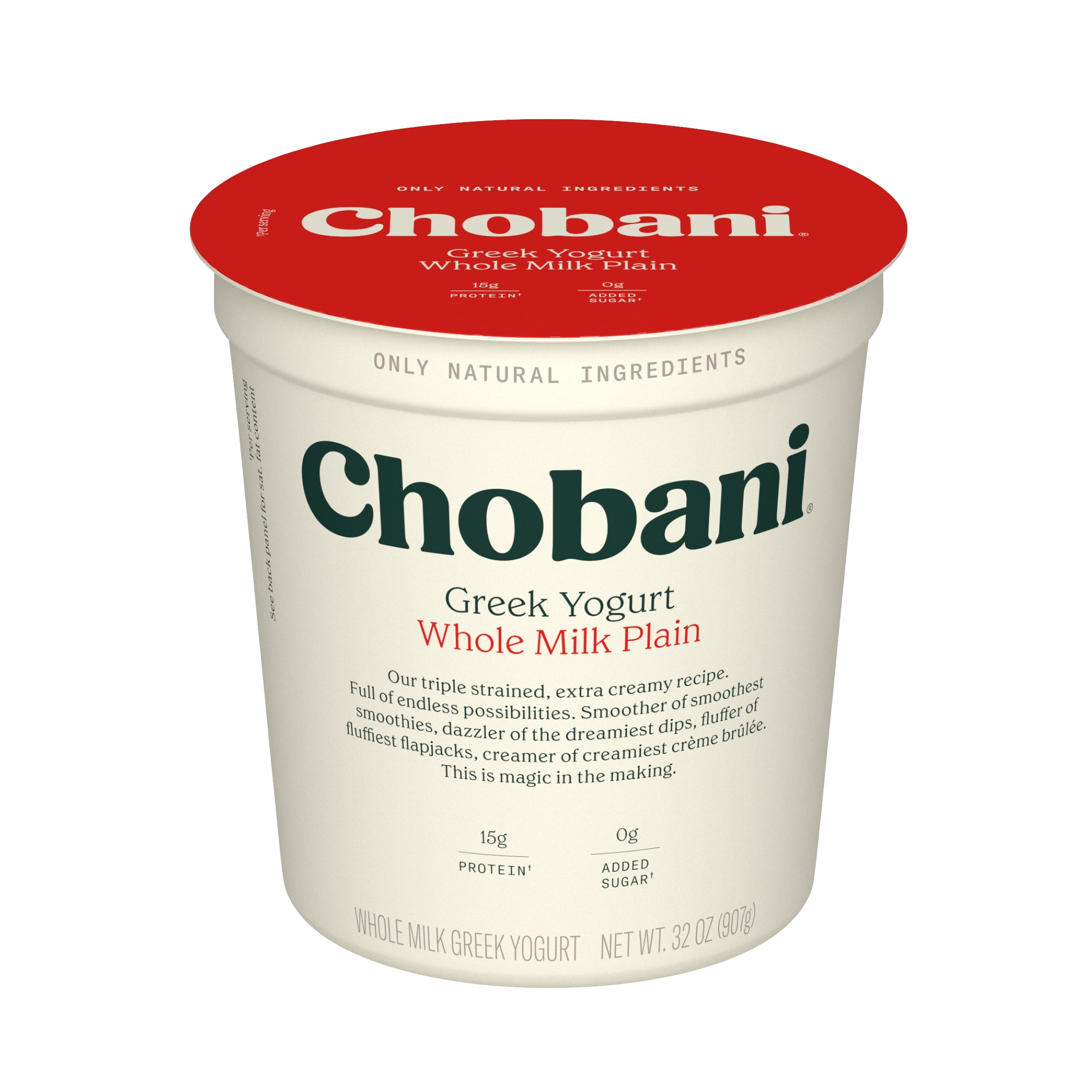 Chobani Non-Fat Greek Yogurt Whole Milk Plain 32 oz Tub