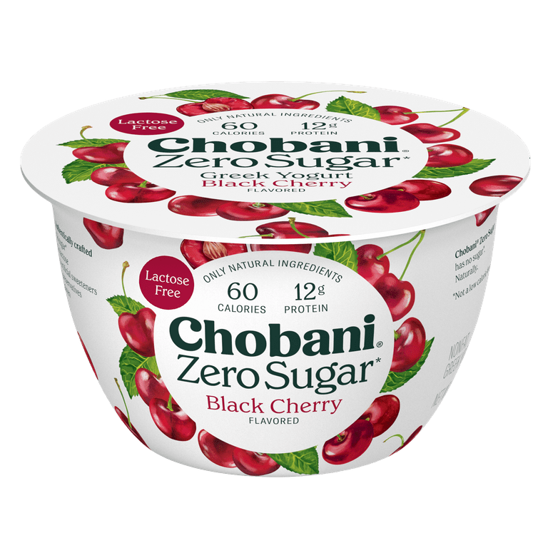 Chobani Greek Yogurt Black Cherry 5.3 oz, High Protein, Lactose