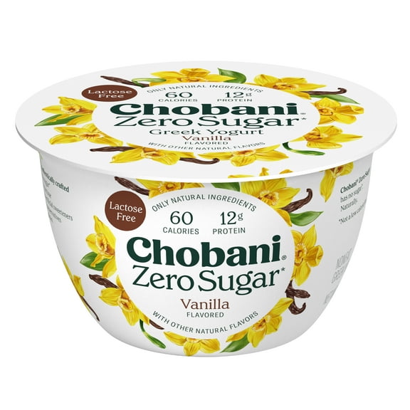 Chobani Zero Sugar Non-Fat Greek Yogurt Vanilla 5.3 oz Cup