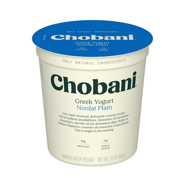 Chobani NonFat Greek Yogurt, Plain 32 Oz Tub Walmart Business Supplies