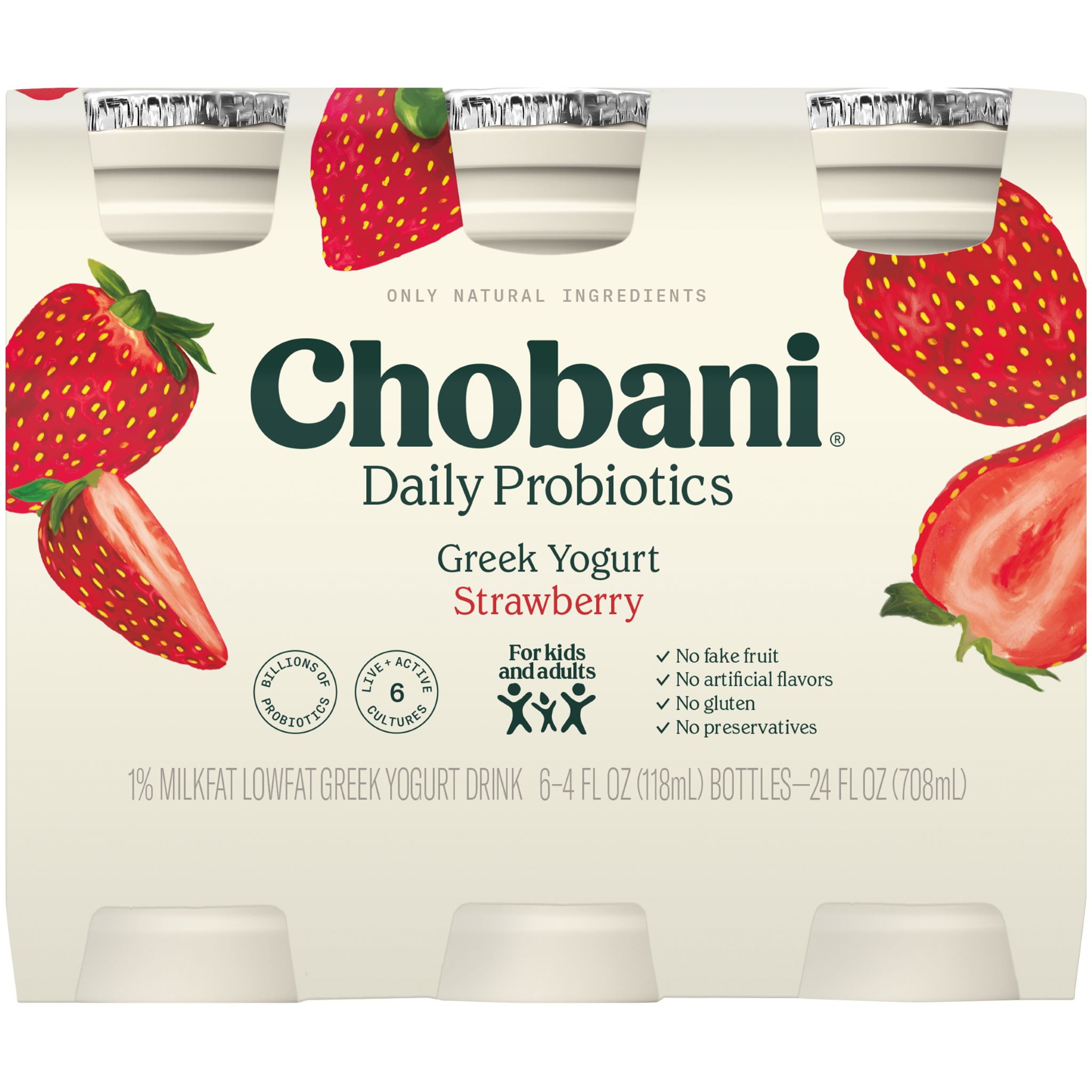 Chobani® Probiotic Greek Yogurt Drinks Strawberry 4 fl oz 6Pack