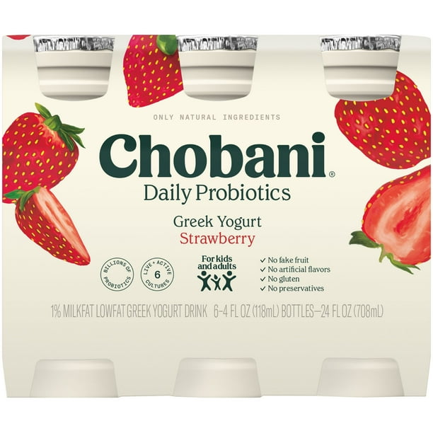Chobani® Probiotic Greek Yogurt Drinks Strawberry 4 fl oz 6Pack