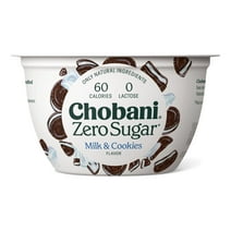 Chobani with Zero Sugar, Greek Yogurt, Milk & Cookies, 5.3 Ounce, Plastic Cup