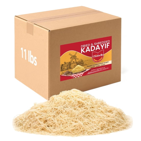 Chobella Bulk Dried & Shredded Kataifi, Shredded Fillo Dough, Pastry Dough, 11lb