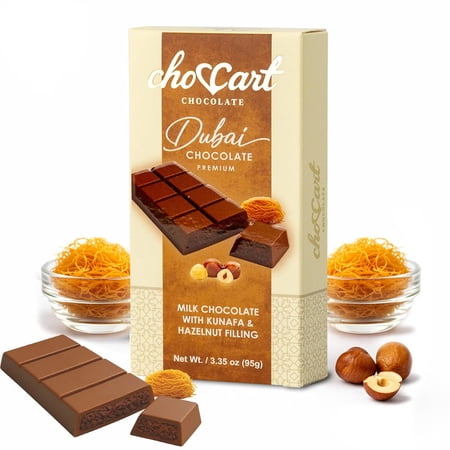 ChocCart Dubai Chocolate Bar – Premium Hazelnut & Pistachio Kunafa Filling, Viral Knafeh Style Luxury Gift Box, 3.35 oz(6 Pack)