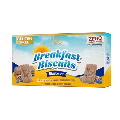 ChocZero Sugar Free Blueberry Breakfast Biscuits, Keto, Gluten Free, 10 Packs, 9 oz